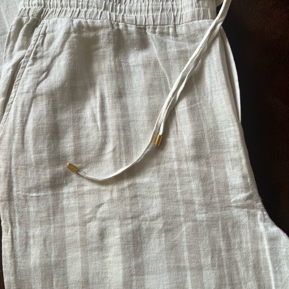 Ellen Tracy Women’s wide leg linen blend Stripe Pant